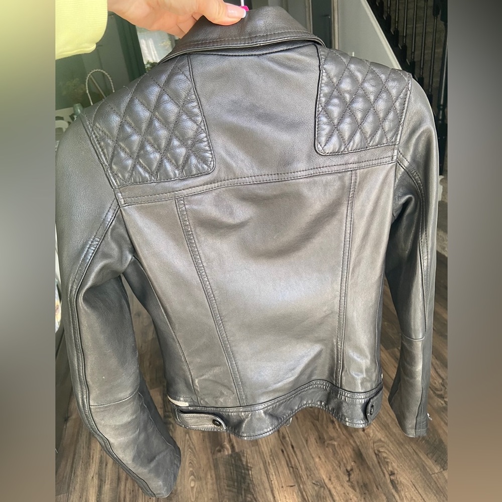 AllSaints Black Conroy Leather Biker Jacket